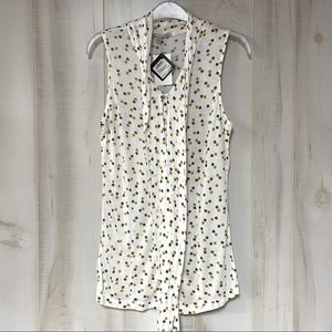 NWT Halogen Dots Taylor Cami Tie Front Top S